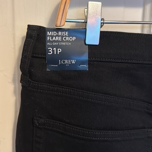 J. Crew Factory Petite Mid-Rise Flare Crop Jean with All-Day Stretch in Black - Picture 6 of 8